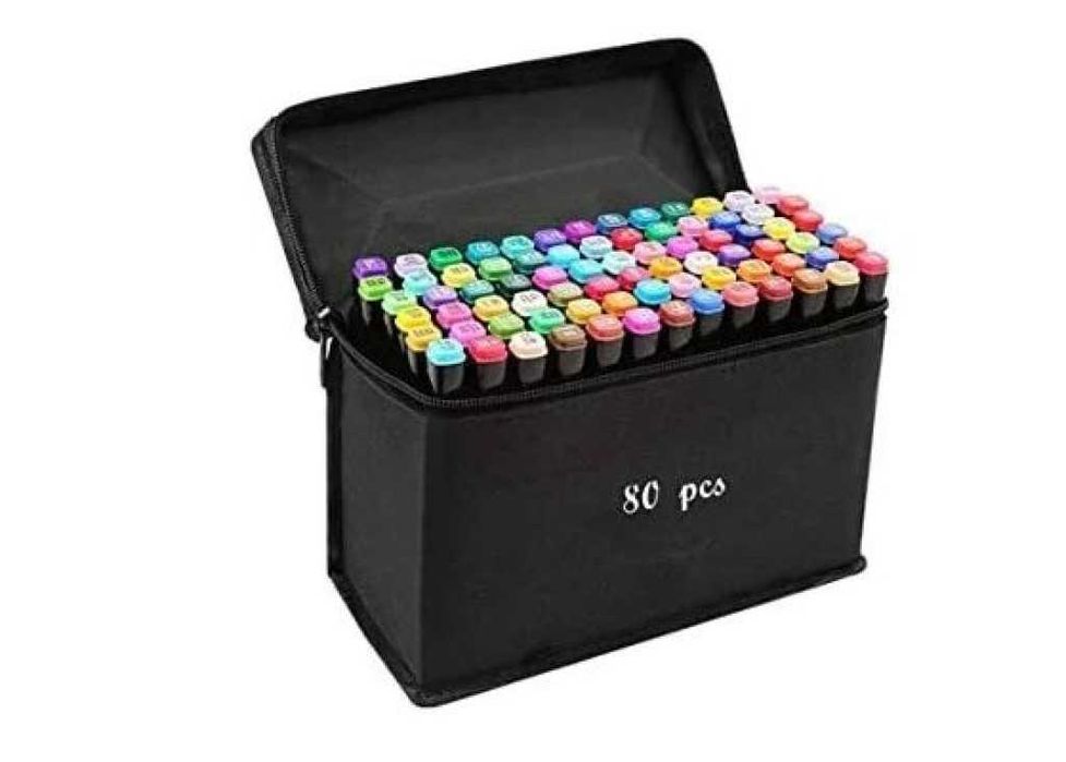 Комплект от маркери с алкохолна основа с две страни и калъф за съхране