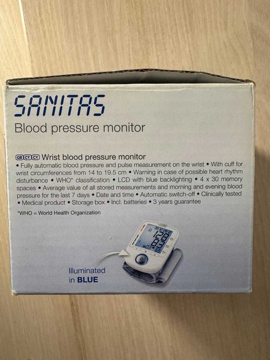 Tensiometru electronic Sanitas SBC 42 pentru încheietură, complet