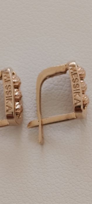 Детские золотые серьги, Месика проба 585, вес 1,50 гр