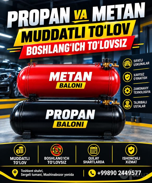 Metan propan ustanovka ishonchli muddatli tulov