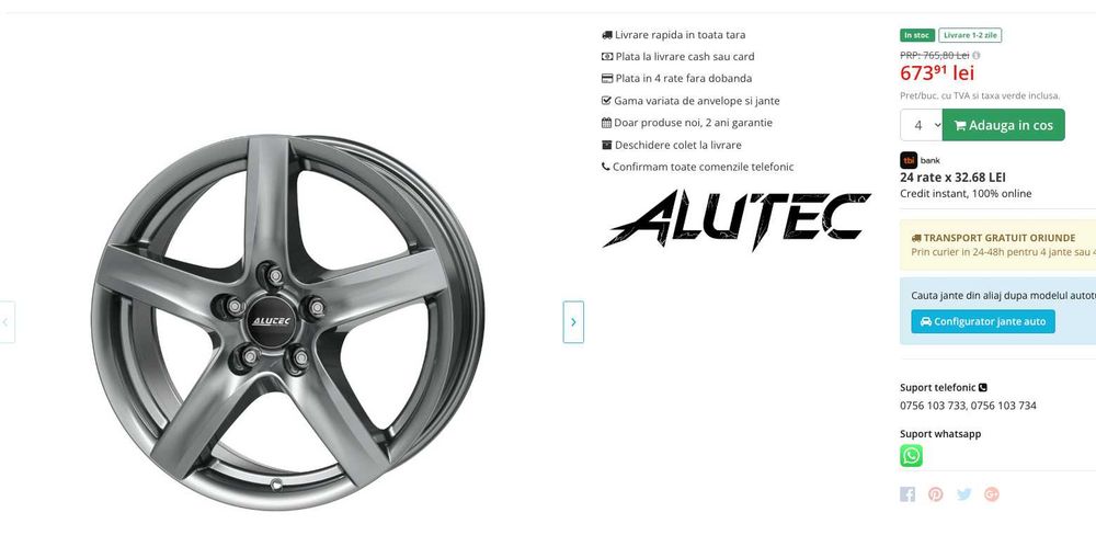 Jante aliaj Alutec 17" 5x120 ET55 – VW Amarok / T5 / T6