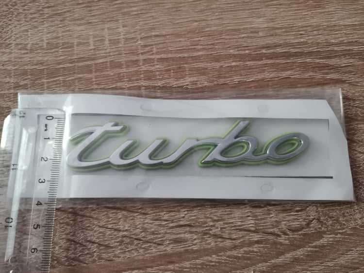 Емблема Turbo за Porsche сребристо със зелено