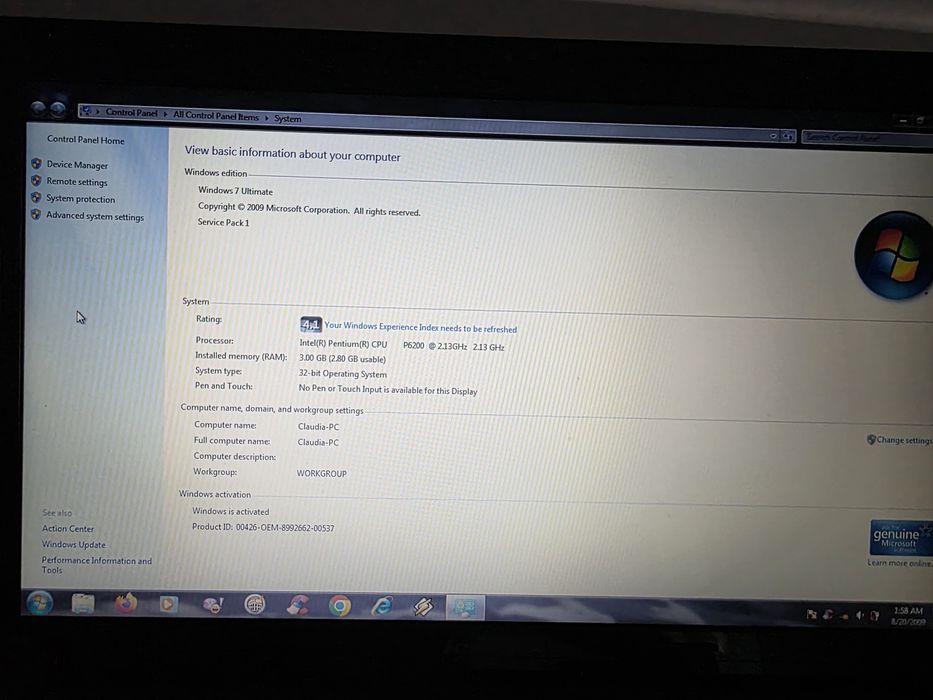 Laptop lenovo intel pentium!