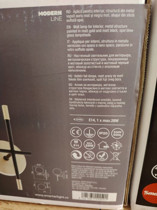 Set 2 aplice perete elegante abajur sticlă