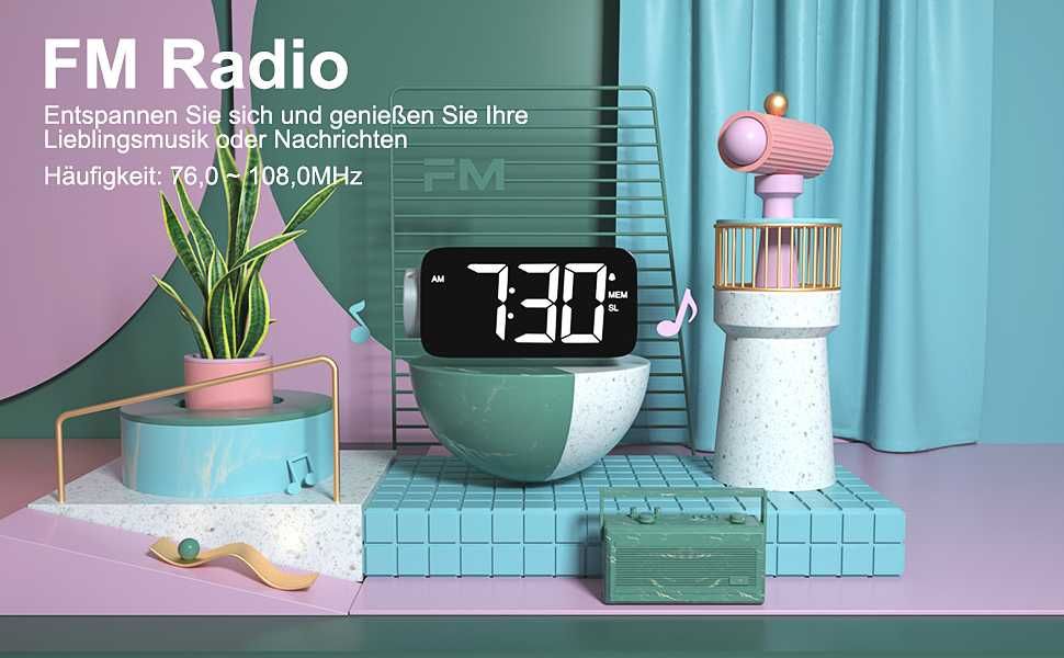 Прожекционен будилник  с FM радио и големи цифри YISSVIC LED