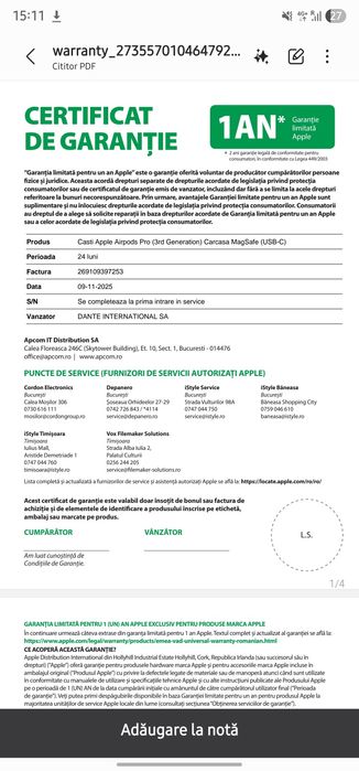 Airpods pro 3 cu garantie