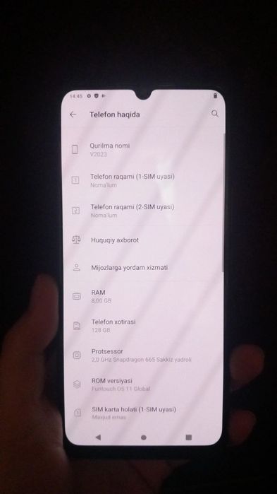 Vivo SE20 128 GB 2 sim karta ideal xolati EMEIK bor