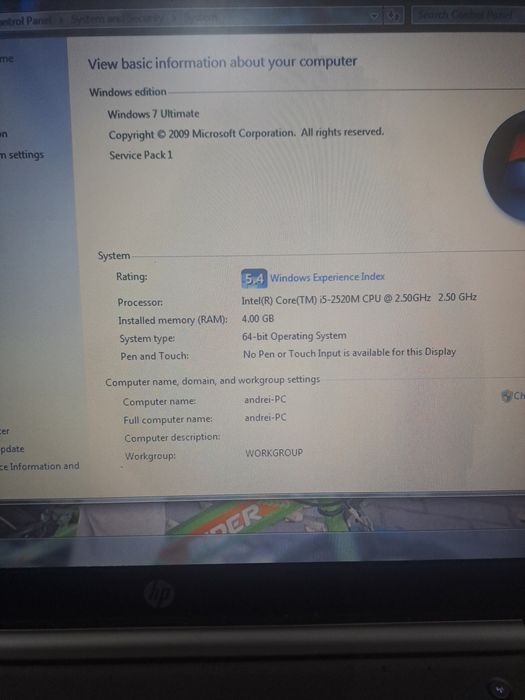 Laptop HP i5 4gb