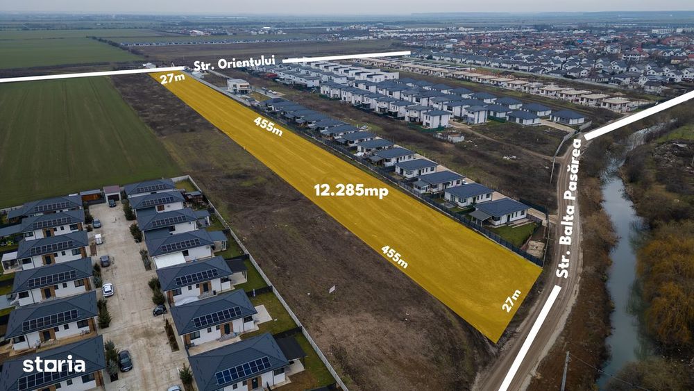 Teren intravilan, 12.200 mp, toate utilitățile, zonă de case, Tunari