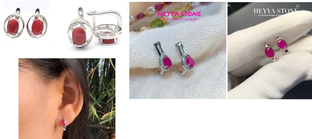 Серьги с рубином натуральным