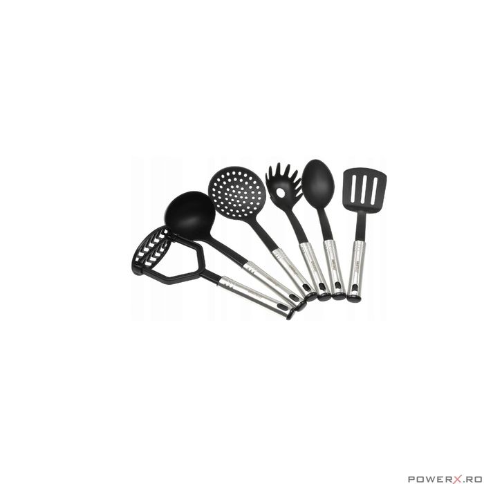 Set 6 ustensile de bucatarie, cu suport, inox-nailon, Kinghoff