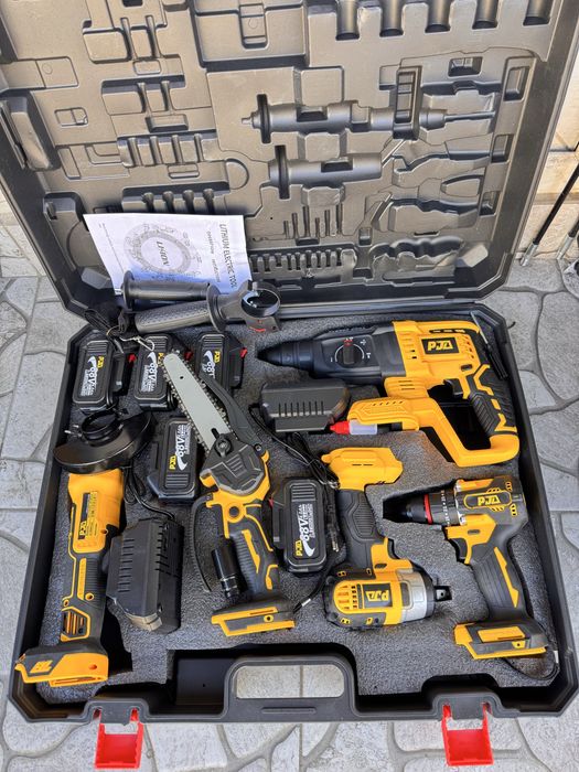 Set Scule 5 acumulatori 88V, Flex, Bormasina, Impact, Fierastrau, Pica