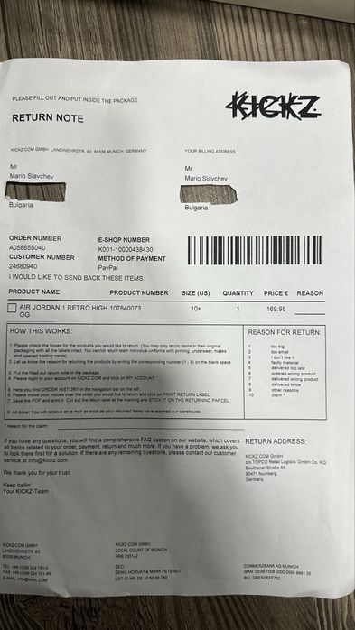 Jordan 1 Retro High OG Visionare 44.5eur