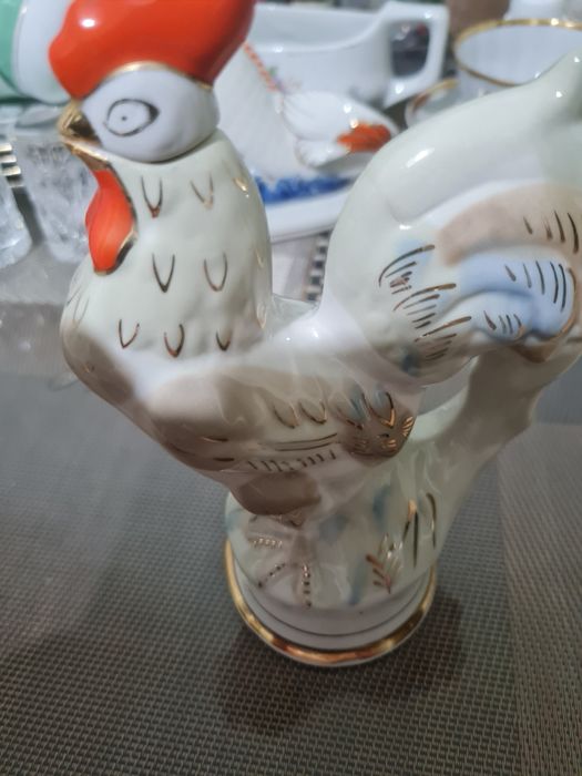 Штоф "Петушок", подсвечник под гжель