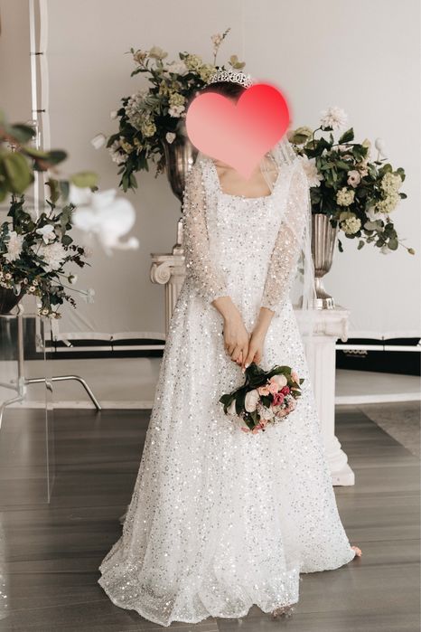 Свадебное платье ручная работа, покрытое пайетками