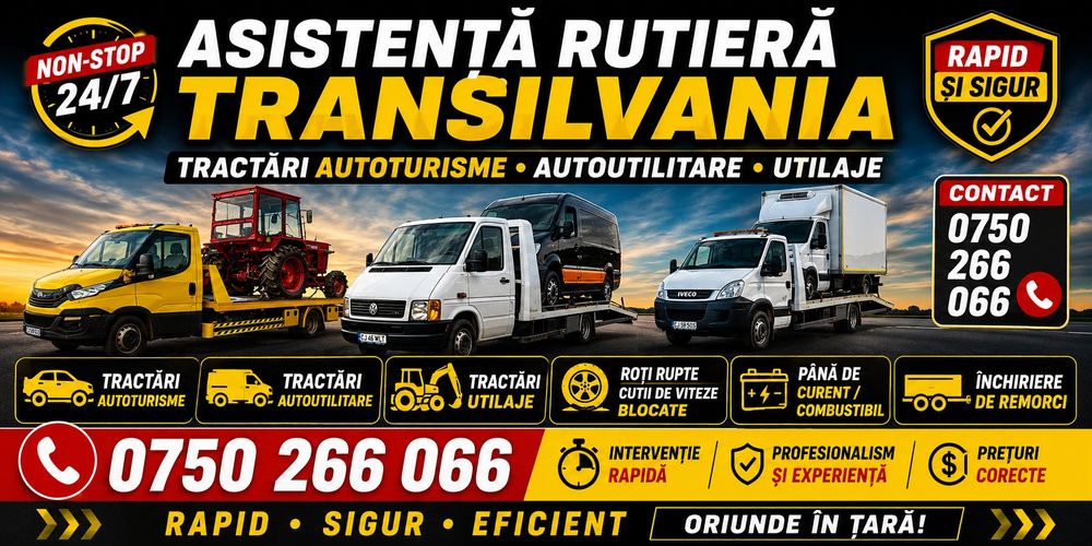Tractari Auto /Dube/Autoutilitare/Utilaje/Stivuitoare/Platforma Cluj