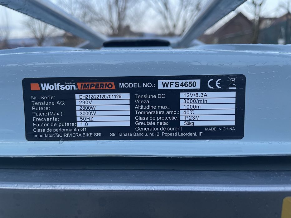 Generator de curent Wolfson Imperio 3kw