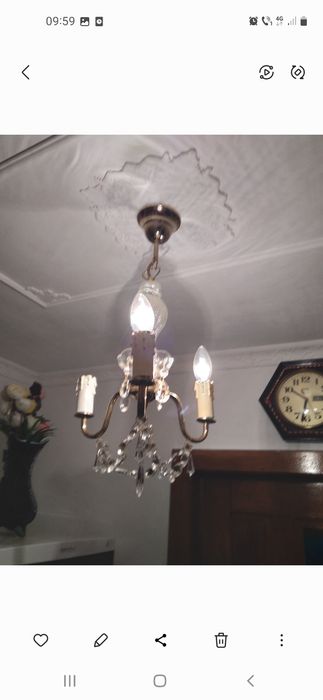 Candelabru alama cu cristale 3 b3curi