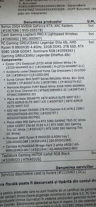 PC Gaming Ryzen 9 9900X3D+RTX 5080, 32 gb DDR 5, 2 TB