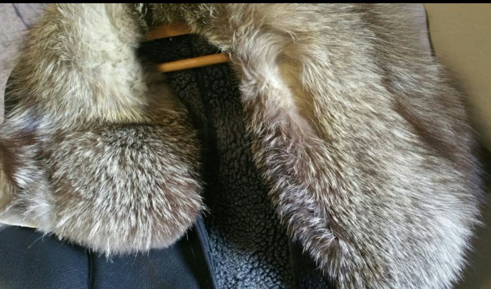 Палто от естествена кожа и естествен косъм