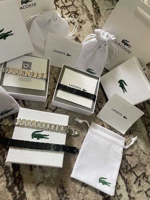 Мъжка гривна - Lacoste Metropole  | черен/сребърен цвят - пълен опаковачен комплект