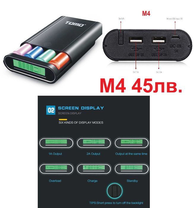 POWER BANK зарядно вело фар USB 8.4V няколко модела преносима батерия