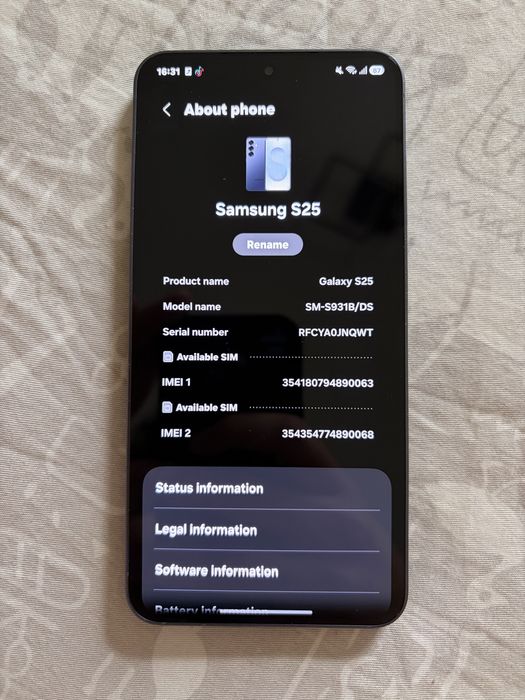 Samsung S25 ca nou, baterie 100%