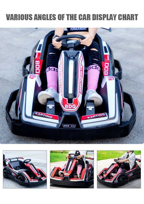 Masinuta-Kart pt. 3-11 ani, Racing 90W 12V 7Ah, telecomanda, alba