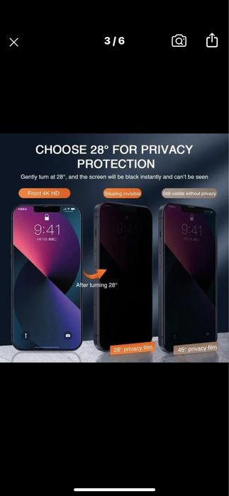 Iphone16,15,14,13,12,11,Se,Xr,X прайвъси стъклен протектор прайвъси