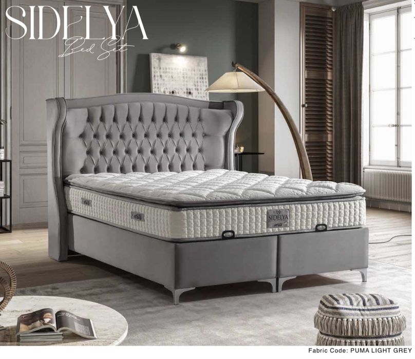 Тапицирана спалня Sidelya Bed - Puma Light Grey
