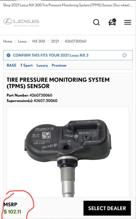 Original TPMS  PMV-C210 - Lexus / Toyota