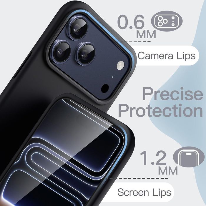 Матов силиконов кейс за apple iphone 17 pro max - черен