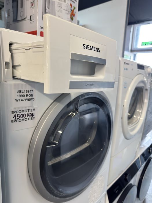 Uscător de rufe cu pompă de căldură Siemens WT47W5W0 (iQ700)