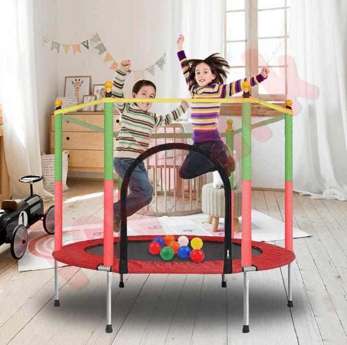 Батут детский, с 100 штук шариками Диаметр-140 см. Доставка бесплатно