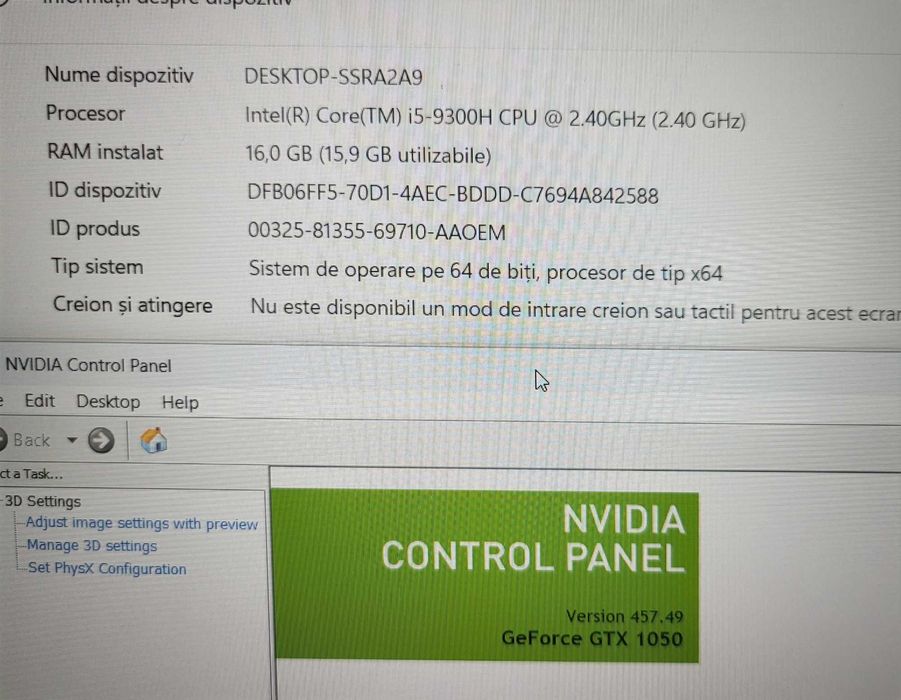 Okazie Lenovo (Gaming) cu i5 Gen 9 si 16Gb ram + Video Dedicat