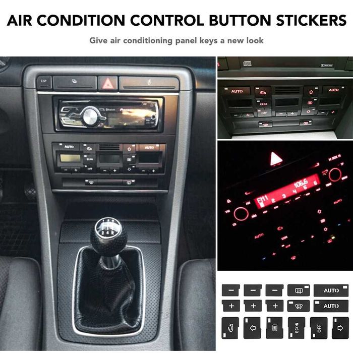 Stickere, autocolante butoane clima,  AC, climatronic, Audi A4 B6 B7