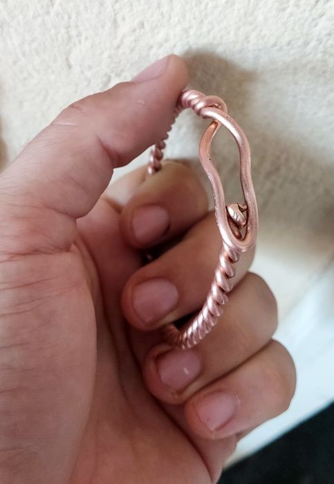 Масивна оплетена медна гривна ръчна изработка 100% мед