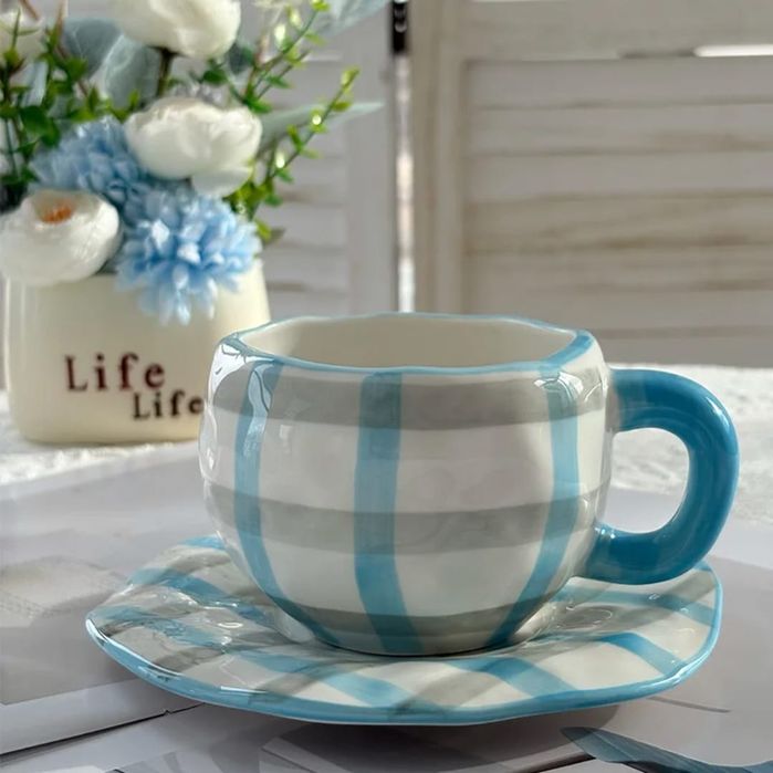 Vand set cană cu farfurie retro 250 ml