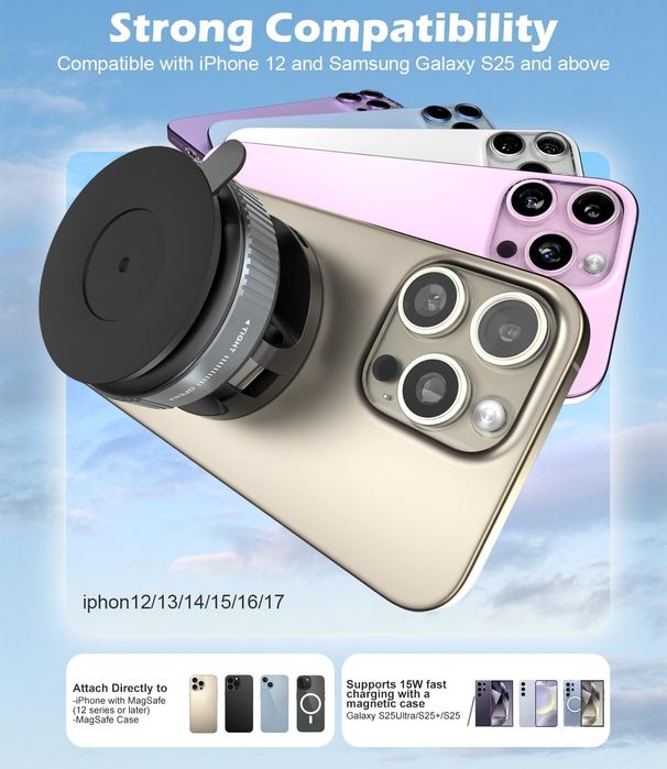 15W Wireless Fast Charger MagSafe iPhone Suport Auto