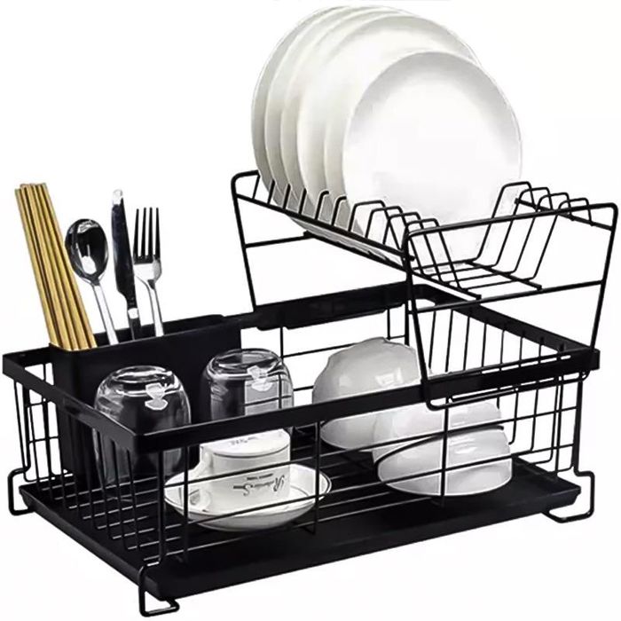 Сушилник/отцедител за съдове на 2 етажа, с отцедител и за прибори