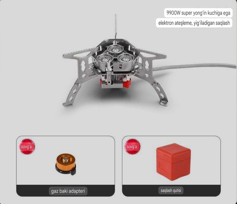 Sayohat uchun gaz pechkasi 9900w горелка для похода