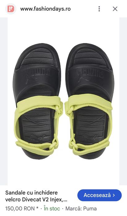 Puma Sandale, marime 27 (16,5 cm),  cu închidere velcro Divecat V2 Injex, Negru/Galben