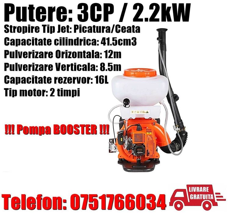 Atomizor Benzina Pompa Booster Stropit 12m 3CP 16l Pomi LivratGRATUIT