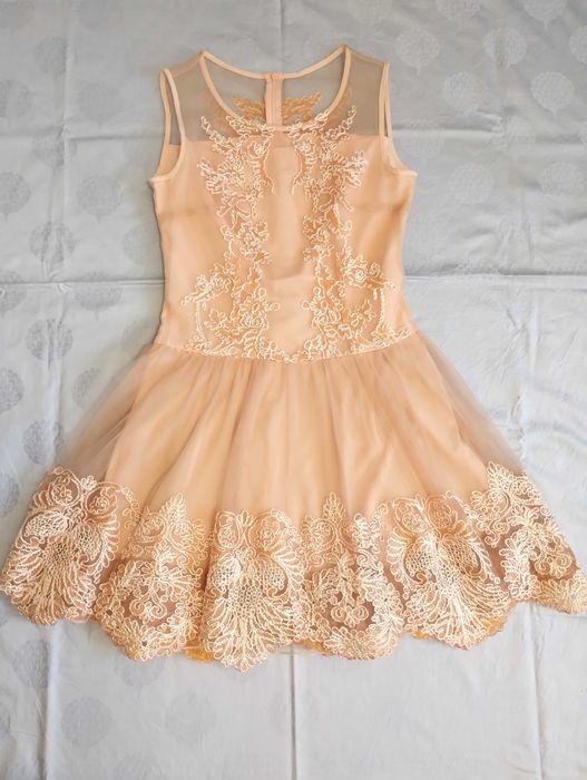 Rochie Nude-roz pal ocazie Brodată
