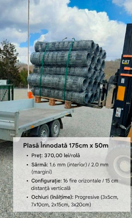 100 role plasa înodata galvanizata, h 1,75, 50 ml Slovacia