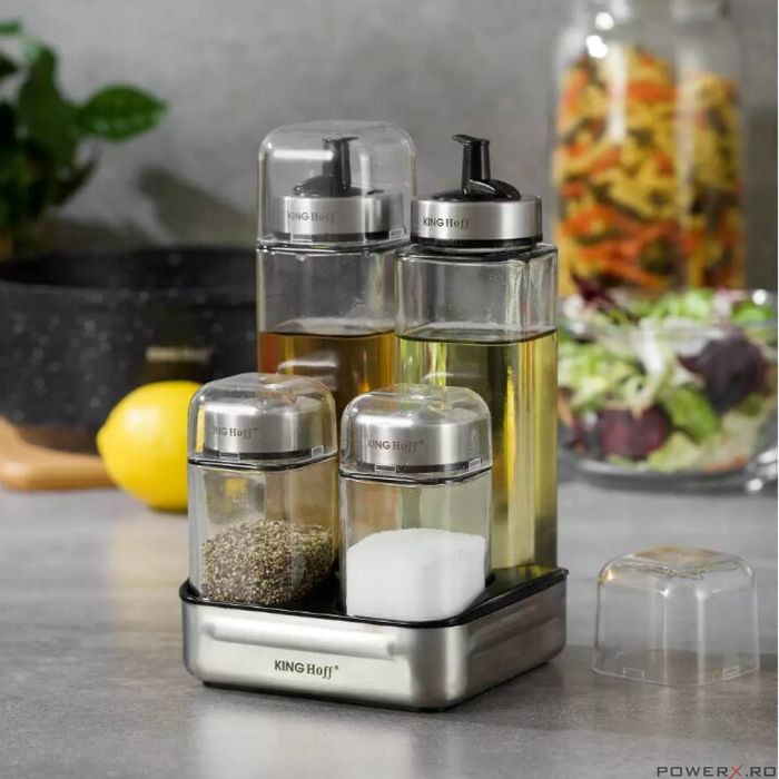 Set de 4 recipiente pentru condimente, ulei si otet 14,3x11,5x20,3 cm,