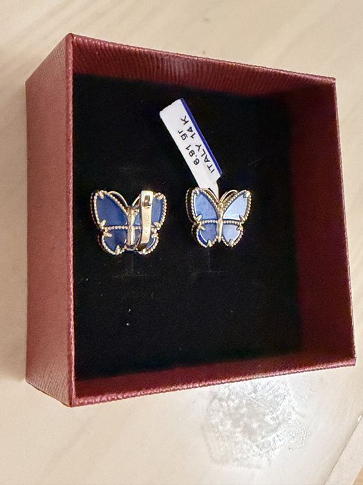 Золотые серьги в стиле Van Cleef Бабочка