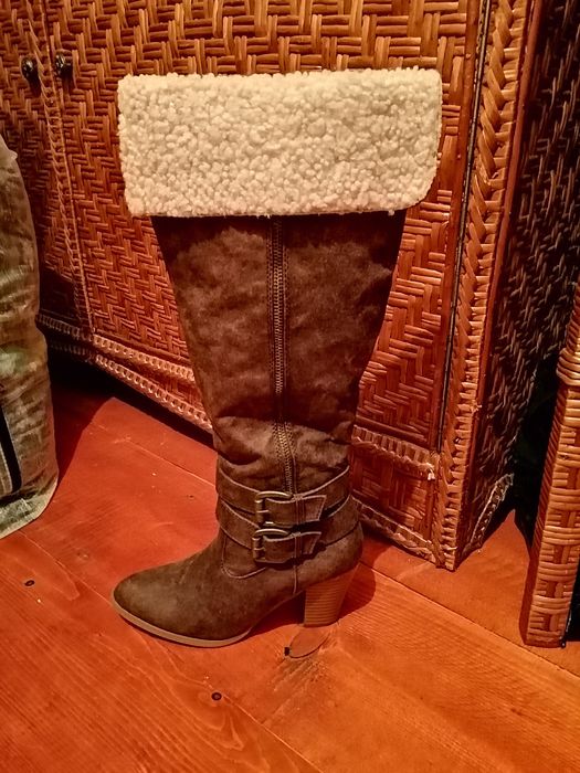 Cizme dama îmblănite culoare maro