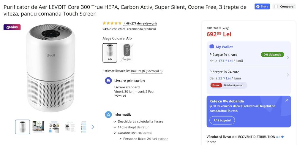 Purificator Aer LEVOIT Core 300