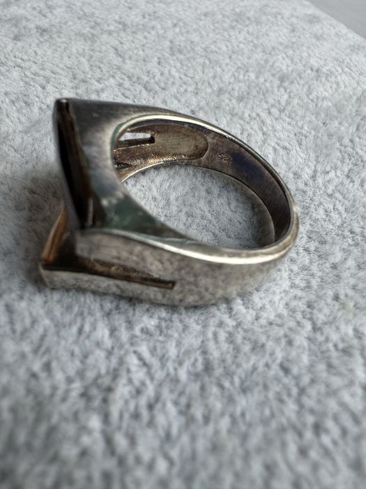 Inel din argint, cuart fumuriu si citrin